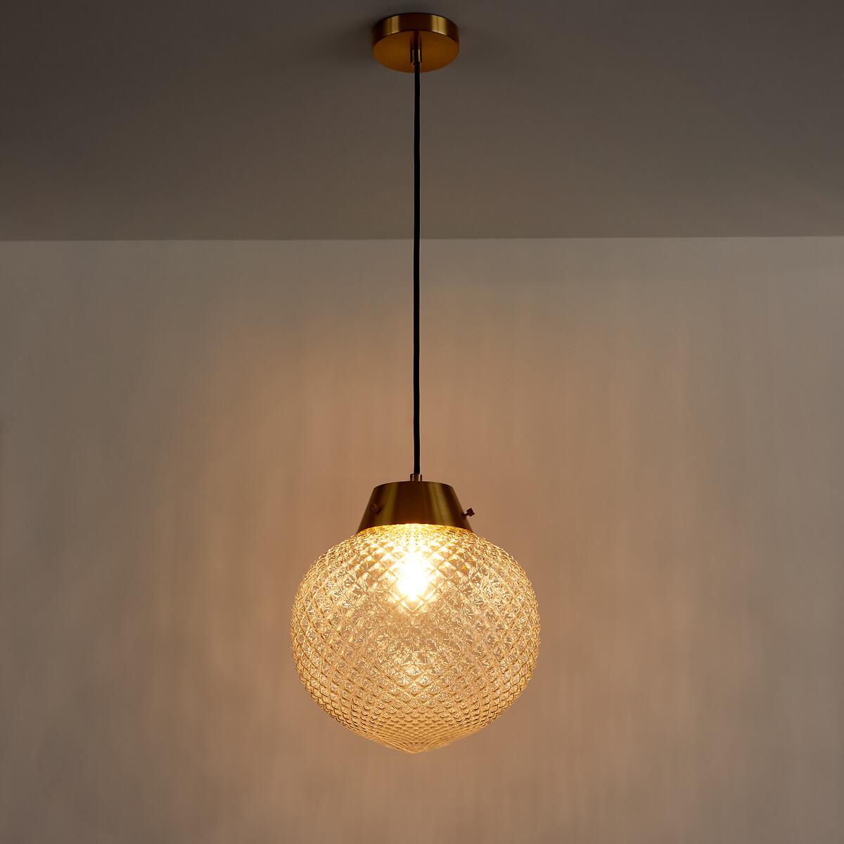 Textured Glass & Antique Brass Ceiling Light – image 2