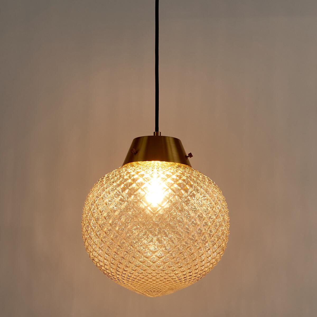 Textured Glass & Antique Brass Ceiling Light – image 4