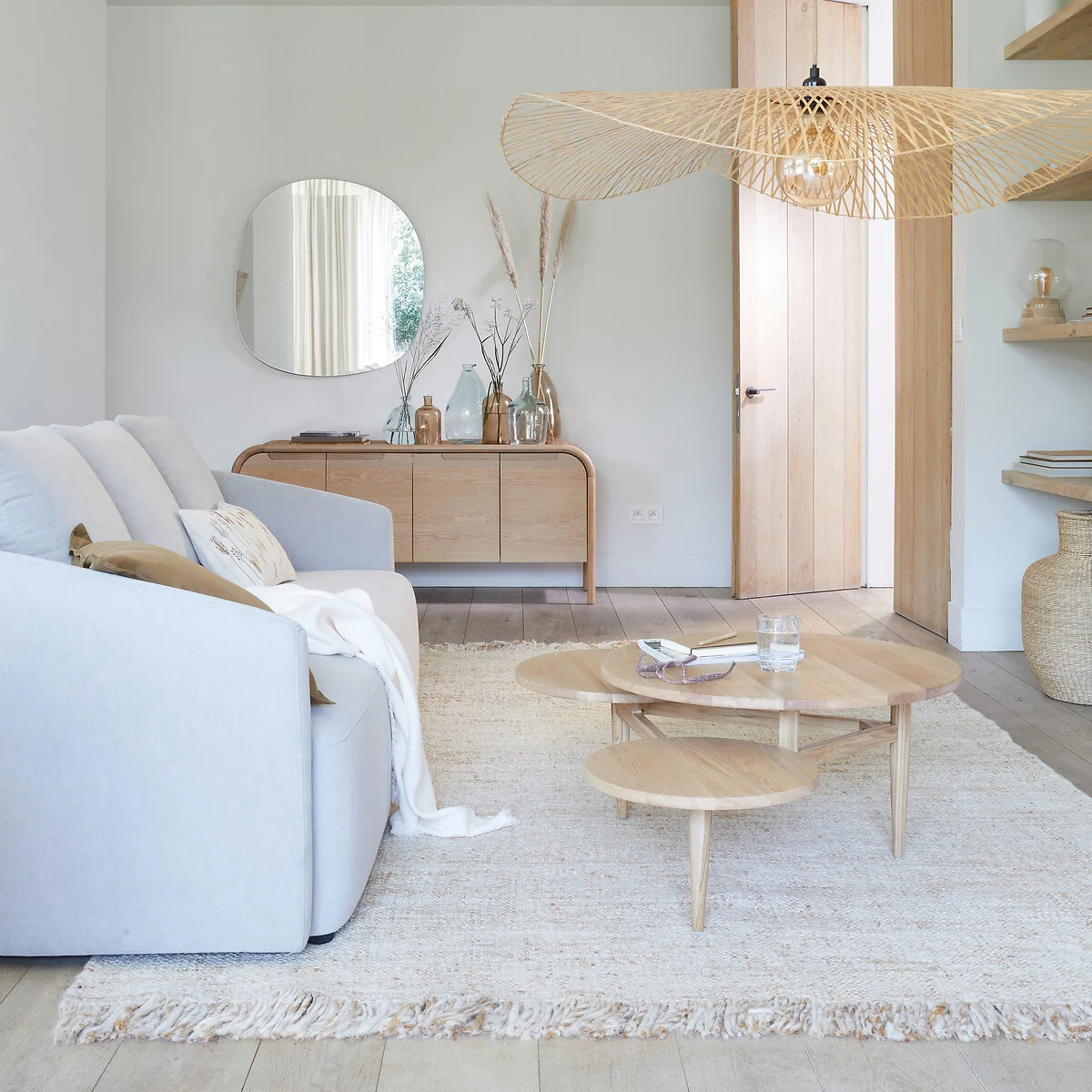 Ezia Lightweight 100cm Diameter Bamboo Ceiling Light Shade – image 2