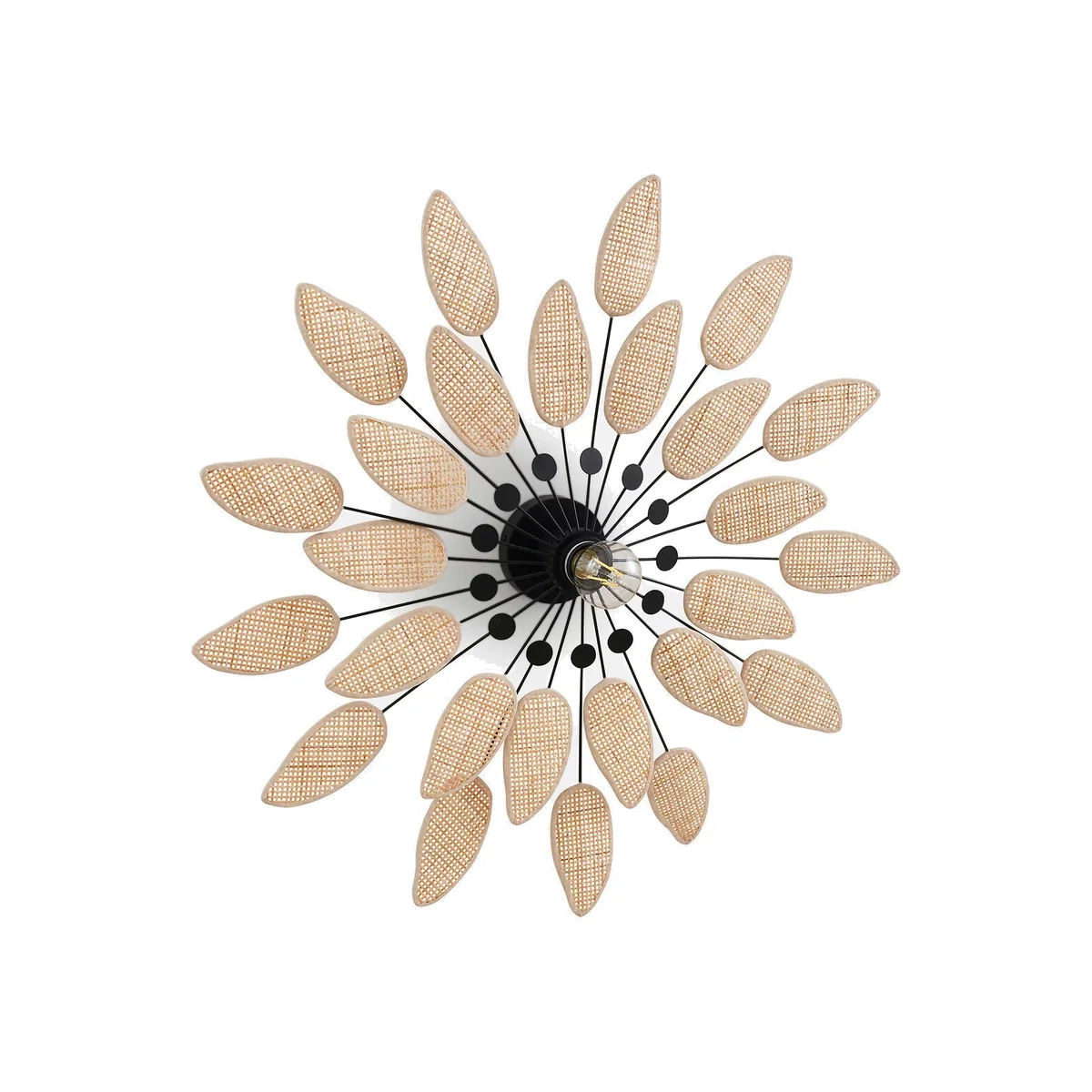 Léonie Wall Or Ceiling Light in Steel and Cane, Diameter 71.5cm – image 1
