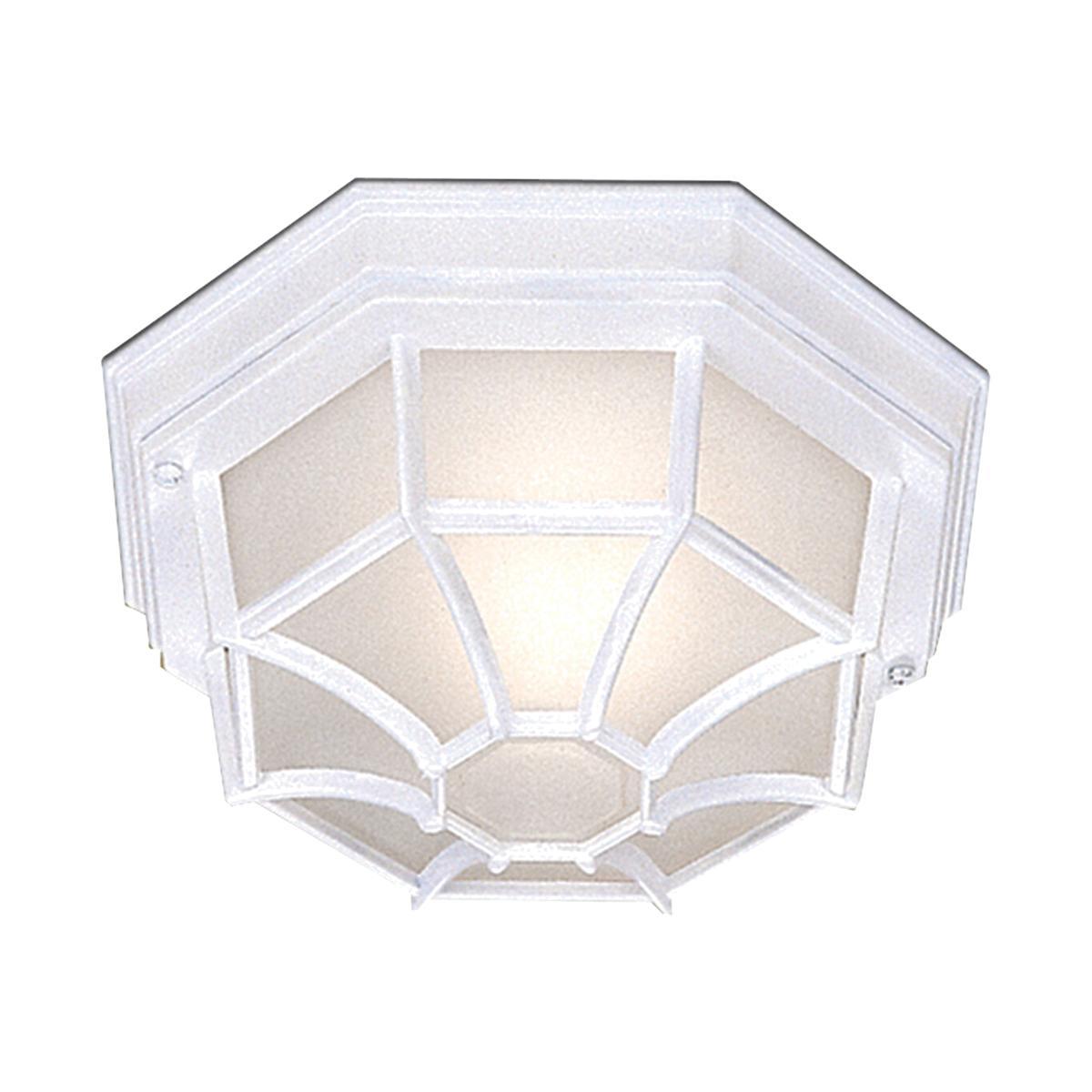Outdoor White Hexagonal Flush Light