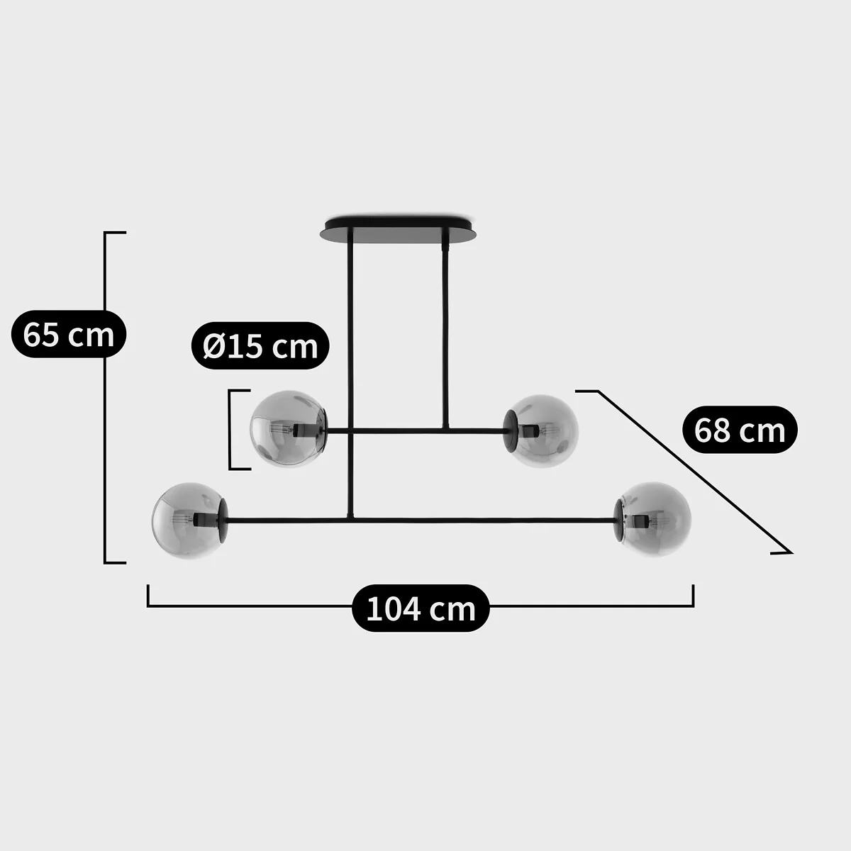 Atea Metal & Smoked Glass Ceiling Light – image 5