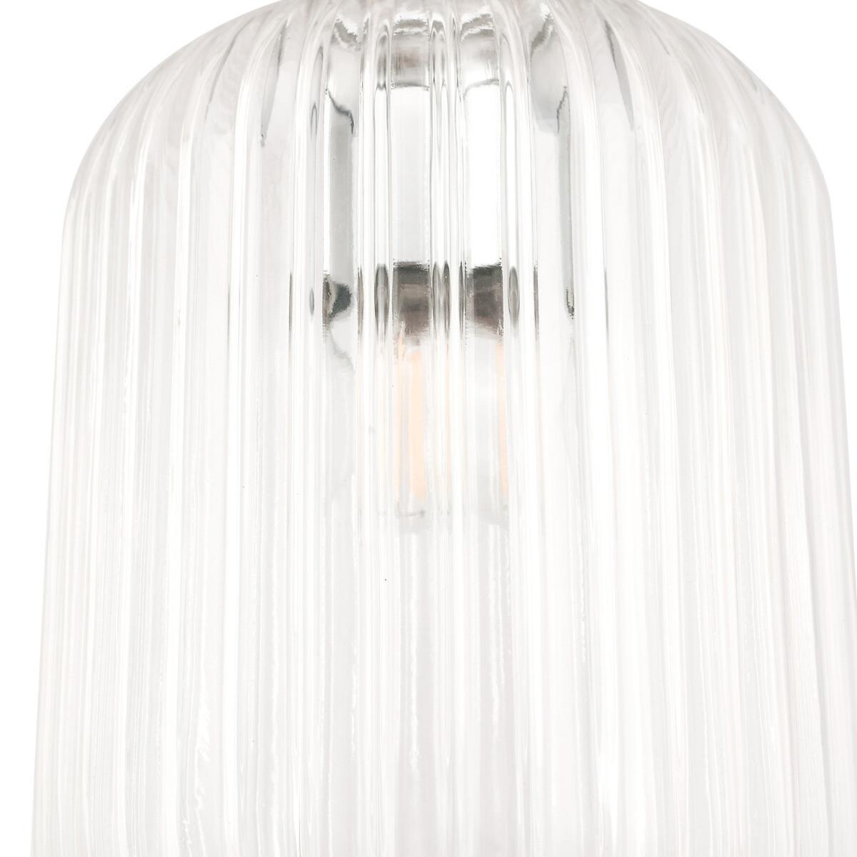 Clear Ribbed Glass and Silver Metal Detail Pendant Light – image 2