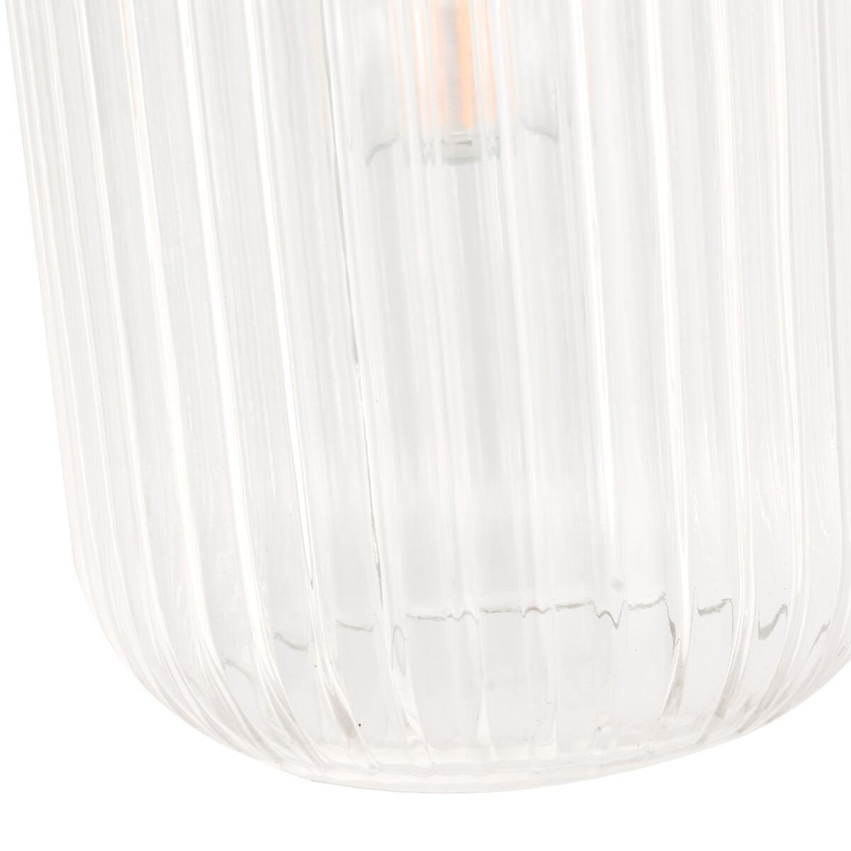 Clear Ribbed Glass and Silver Metal Detail Pendant Light – image 5