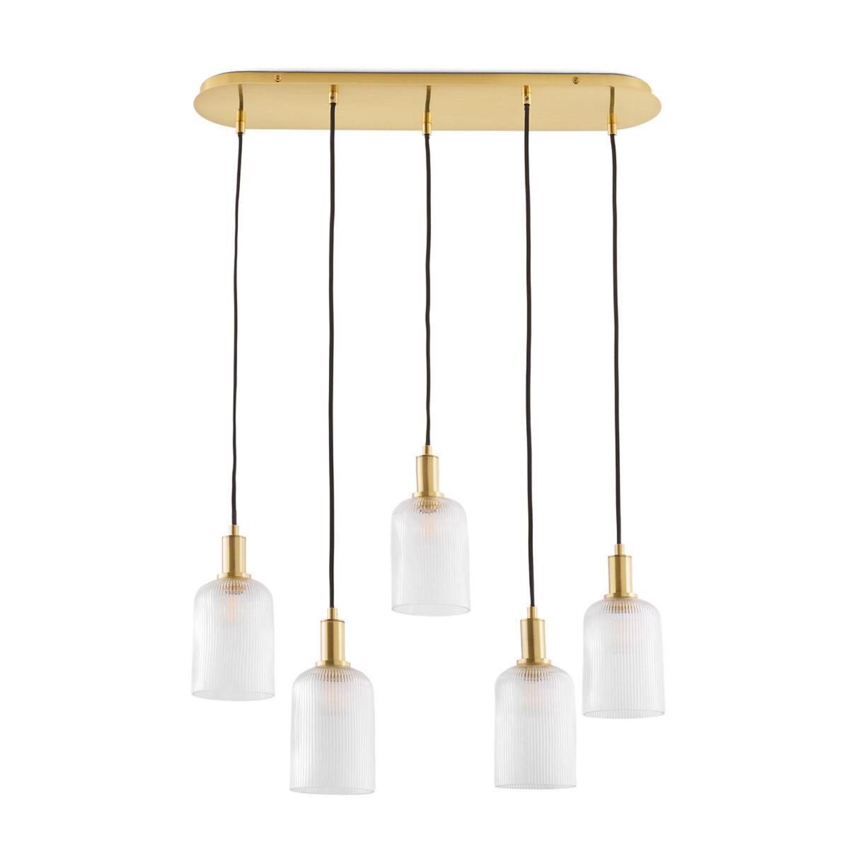 Bogota Brass and Striated Glass Pendant Light – image 2