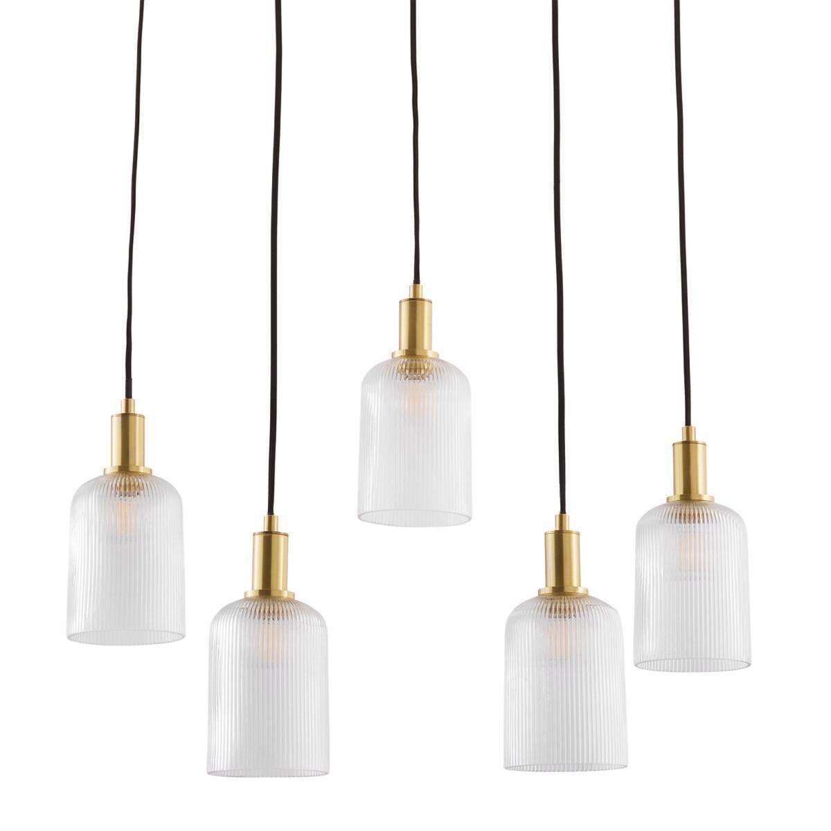 Bogota Brass and Striated Glass Pendant Light – image 3