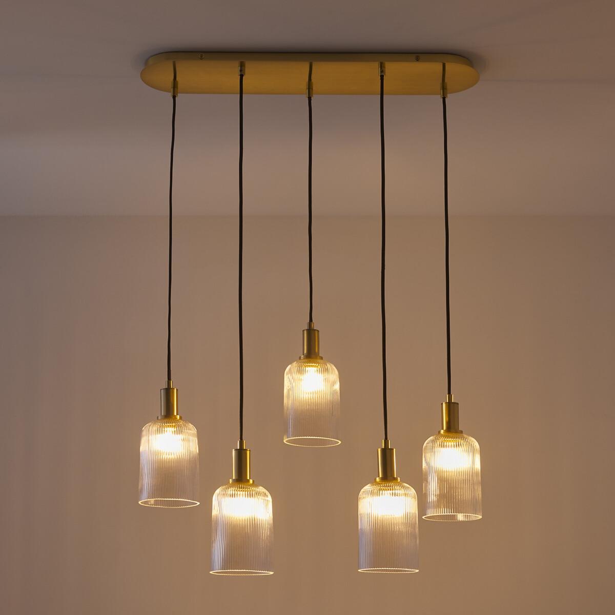 Bogota Brass and Striated Glass Pendant Light – image 1