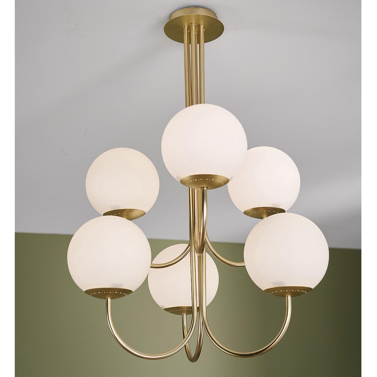 Moricio Brass and Opaline Pendant Light – image 6