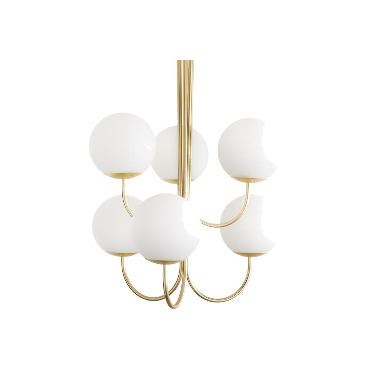 Moricio Brass and Opaline Pendant Light – image 1