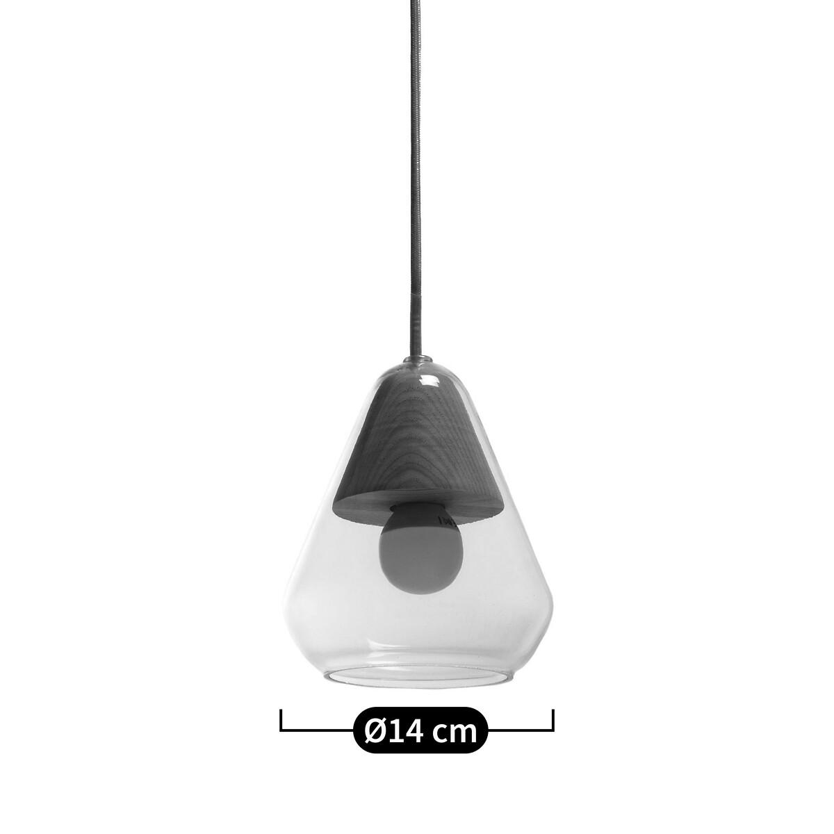 Nasoa 14cm Diameter Glass & Wood Ceiling Light – image 6
