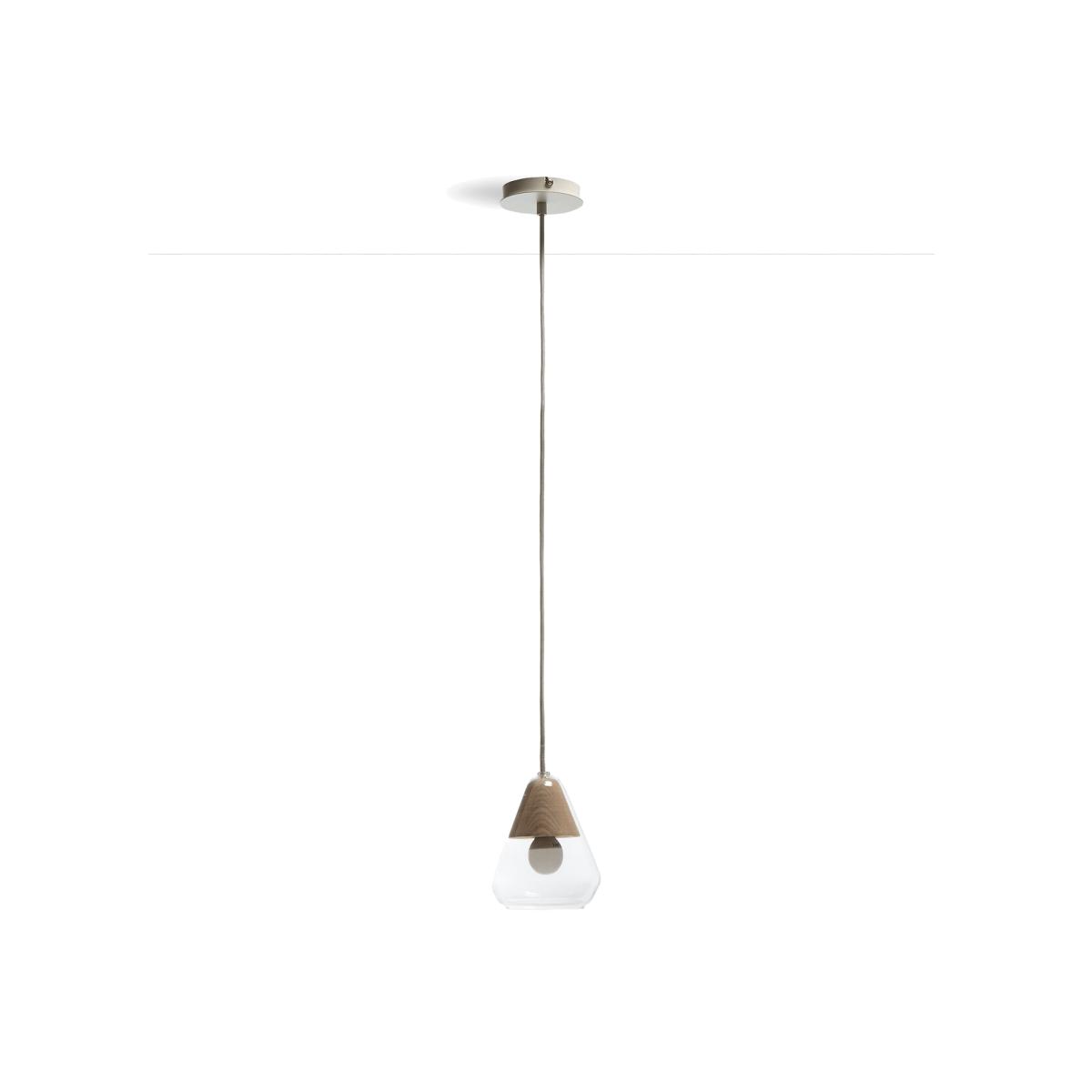 Nasoa 14cm Diameter Glass & Wood Ceiling Light – image 1