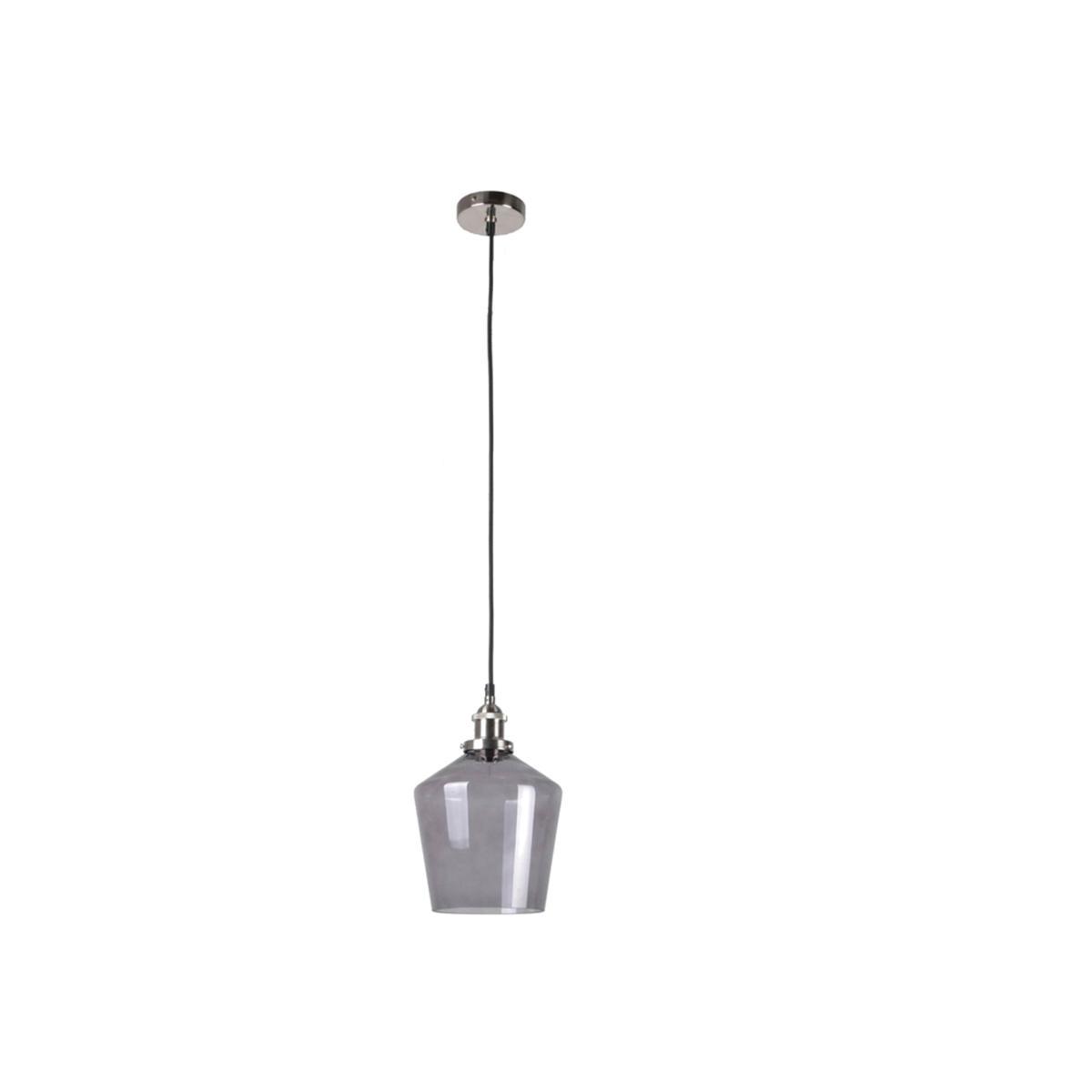 Smoked Glass Cloche with Antique Brass Fittings Pendant Ceiling Light
