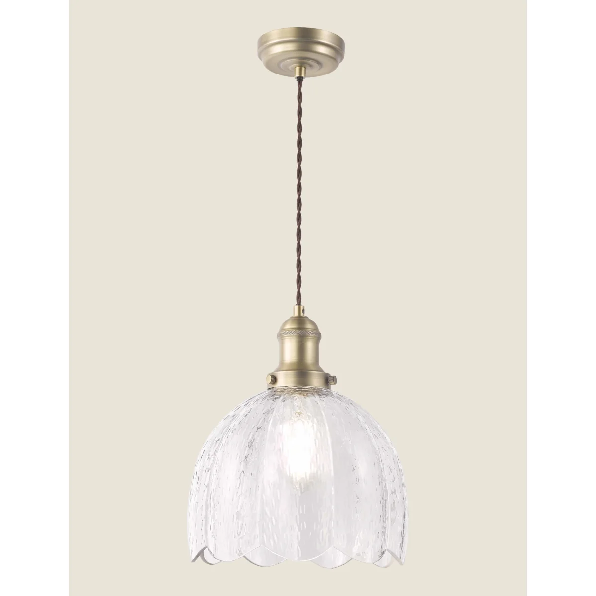 Laura Ashley Vintage Glass & Metal Pendant Light Antique Brass – image 2