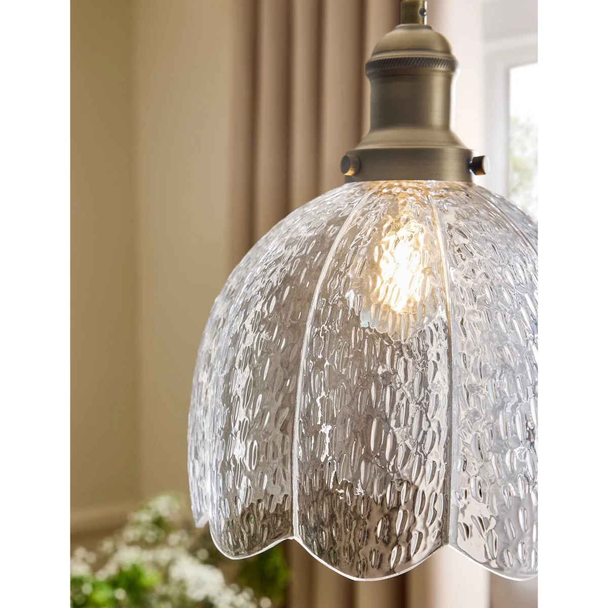 Laura Ashley Vintage Glass & Metal Pendant Light Antique Brass – image 3