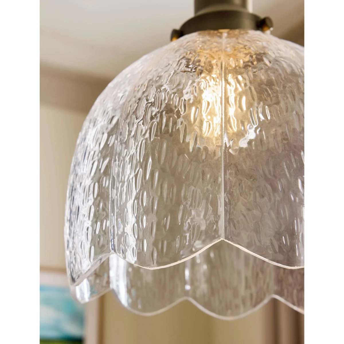 Laura Ashley Vintage Glass & Metal Pendant Light Antique Brass – image 5