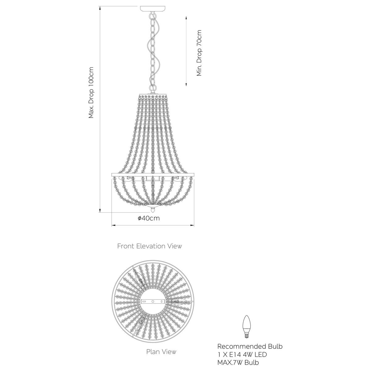 M&S Evie Glass Empire Chandelier - Chrome, Chrome – image 6