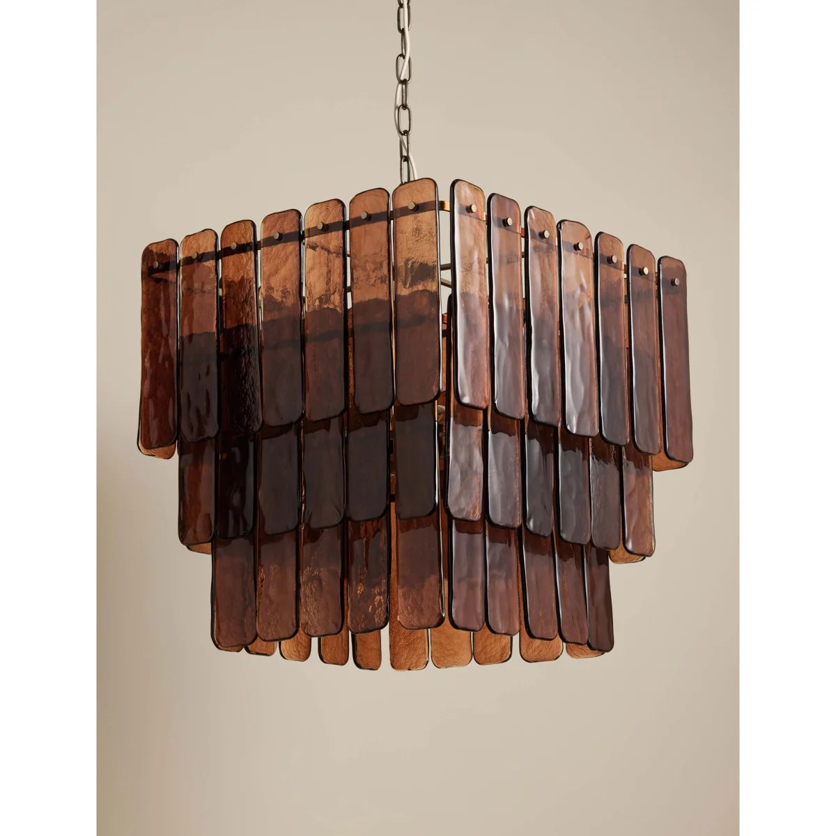 M&S Glass 3 Tier Square Pendant Light Brown – image 2