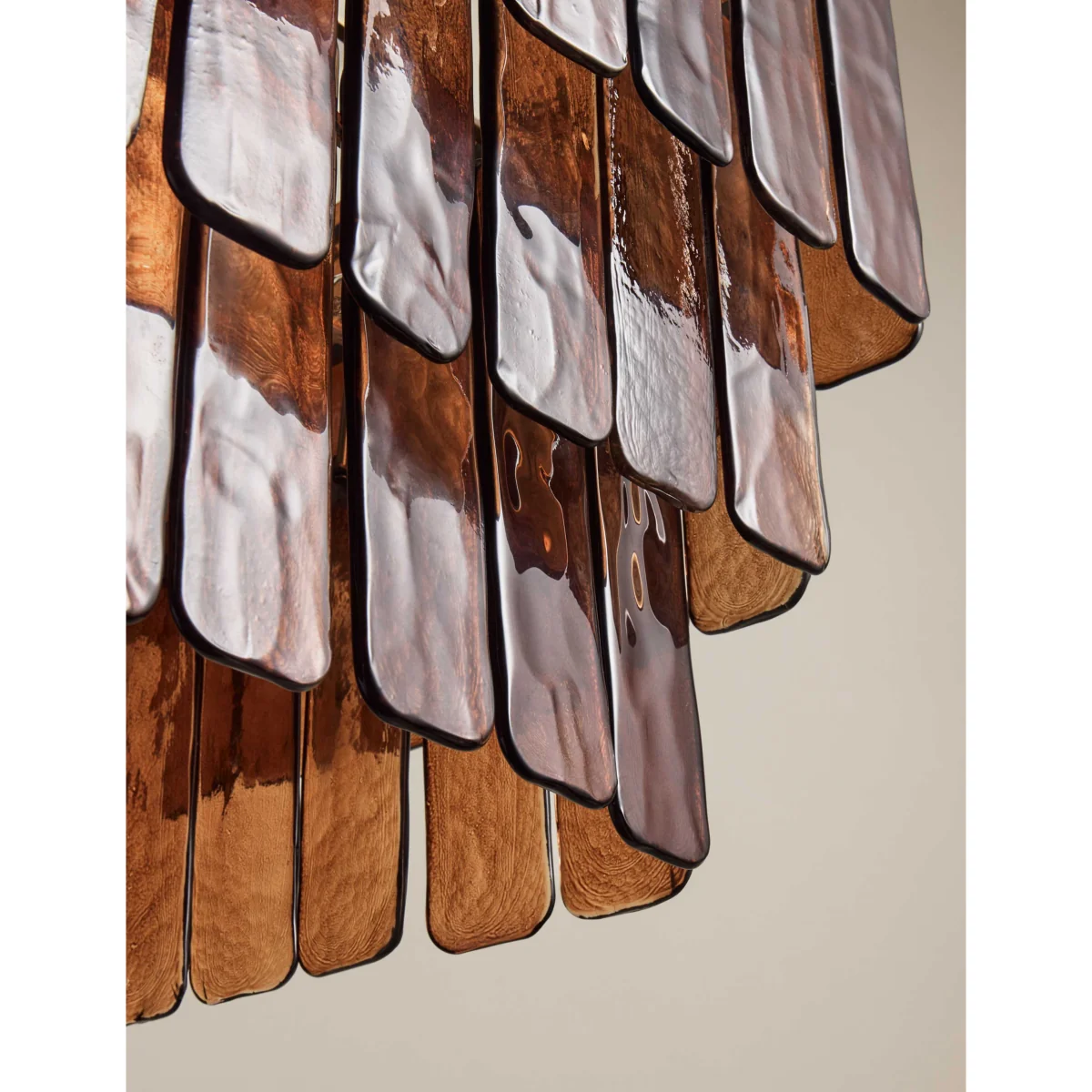 M&S Glass 3 Tier Square Pendant Light Brown – image 5