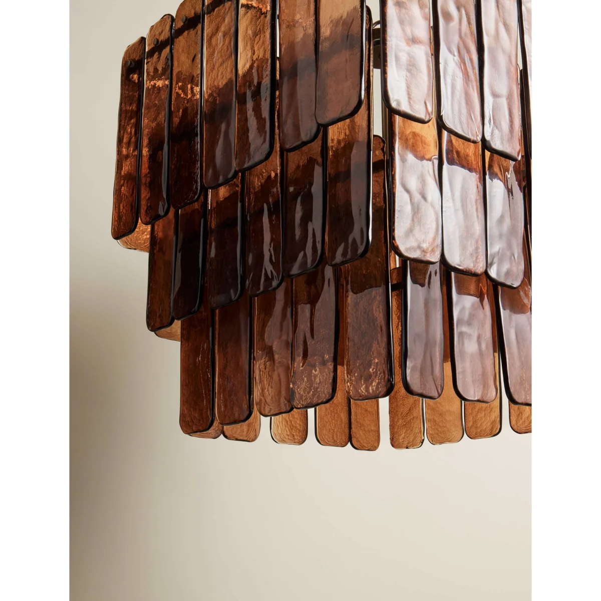M&S Glass 3 Tier Square Pendant Light Brown – image 6