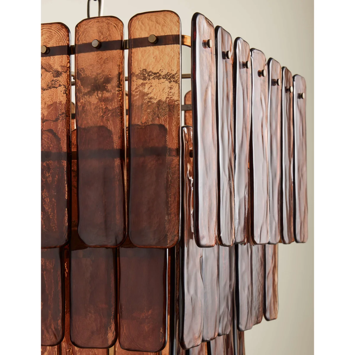 M&S Glass 3 Tier Square Pendant Light Brown – image 7