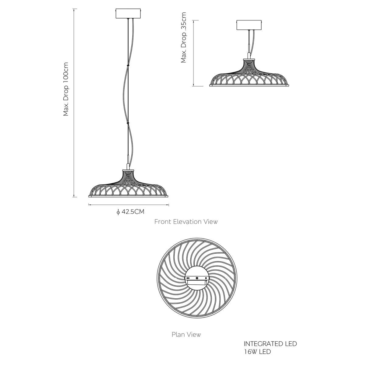M&S Spiral Metal Pendant Light - Black, Black – image 7