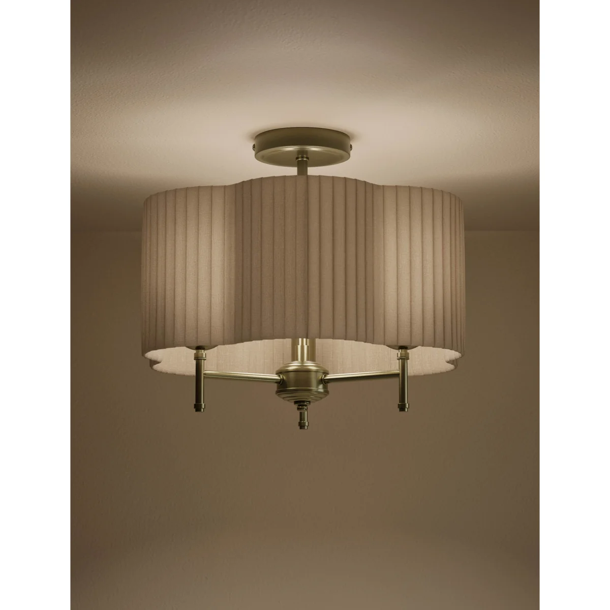M&S Scallop Pleated Flush Ceiling Light Antique Brass – image 2