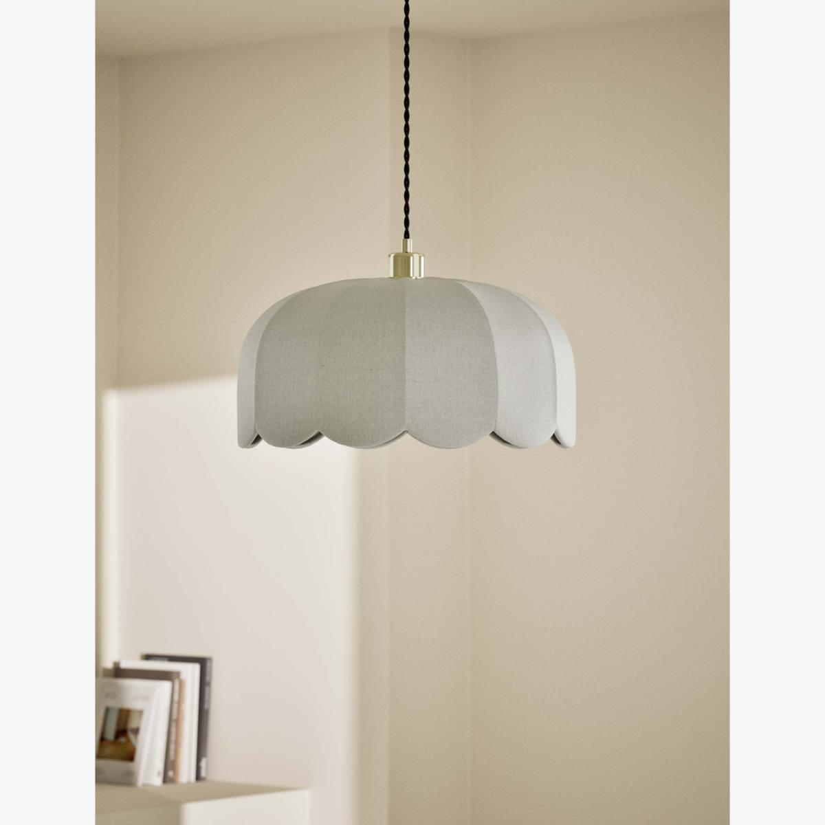 M&S Collection Skeletal Petal Fabric Scallop Pendant Light - Natural, Natural – image 1