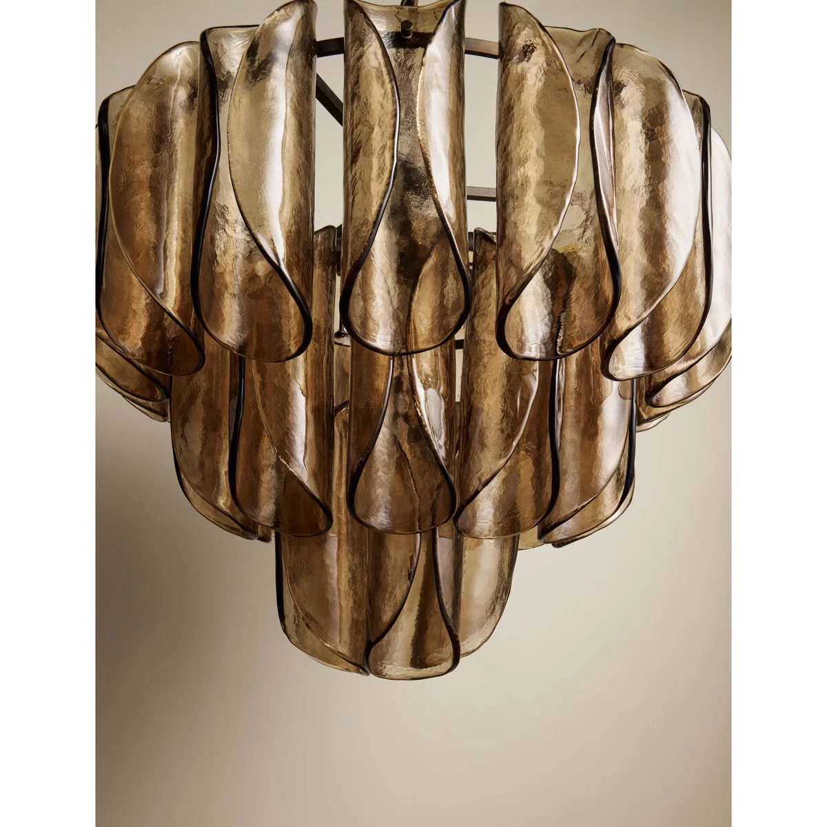 M&S 3-Tier Curved Glass Pendant Light Brown – image 6