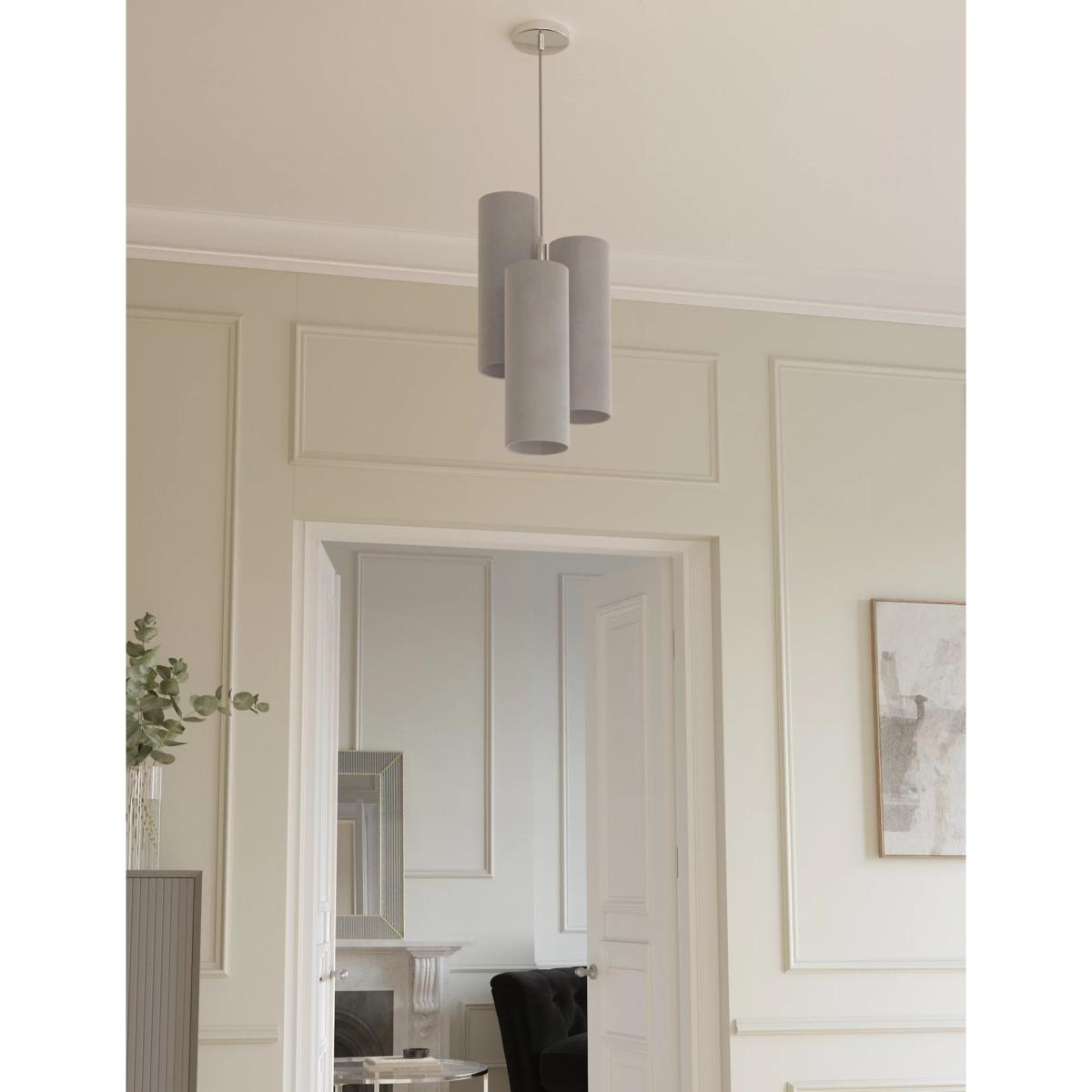 M&S 3 Shade Velvet Ceiling Light - Grey, Grey – image 2
