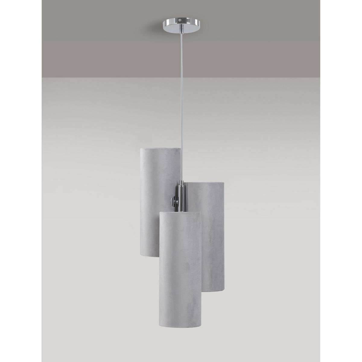 M&S 3 Shade Velvet Ceiling Light - Grey, Grey – image 3