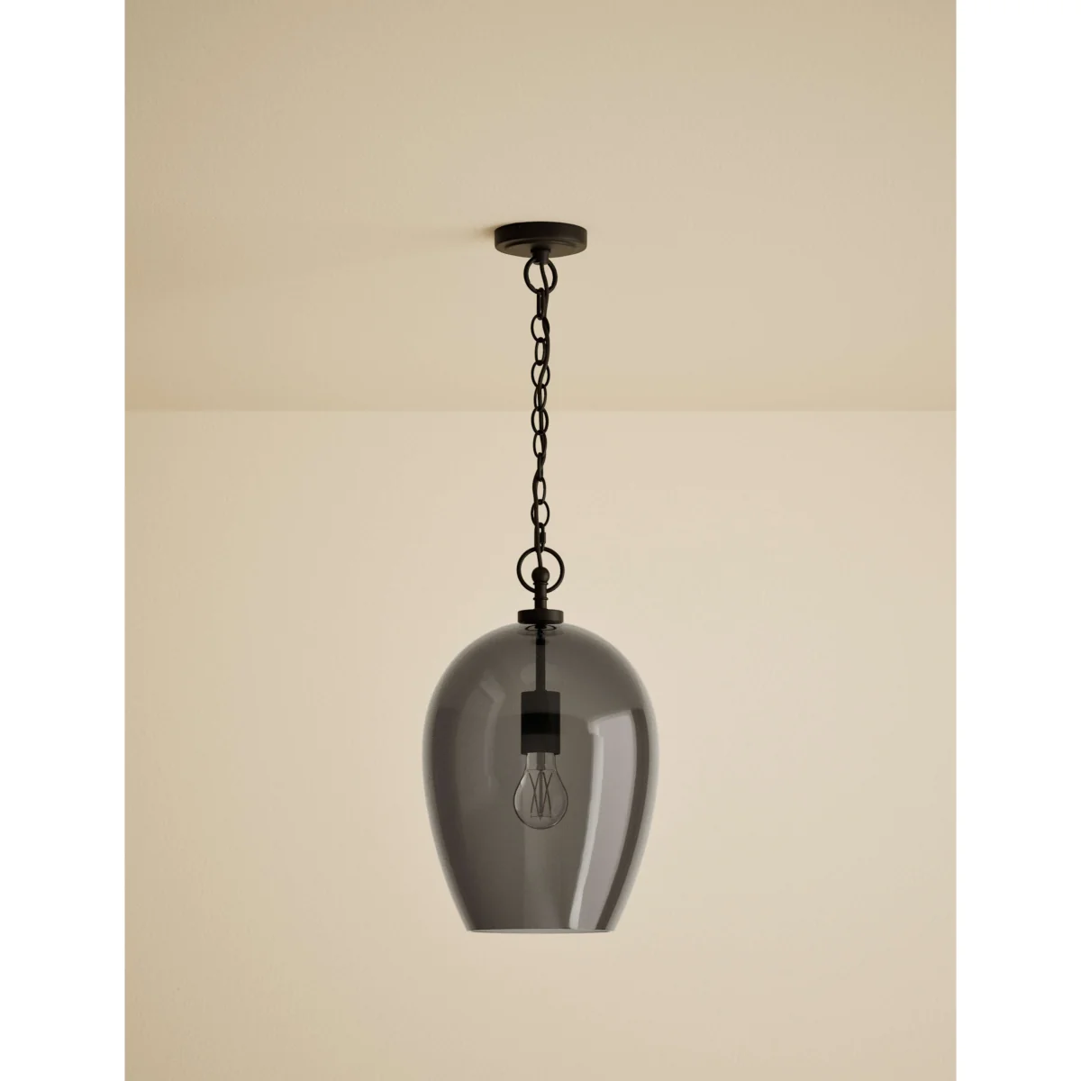 M&S Glass Bell Pendant Ceiling Light Amber – image 2
