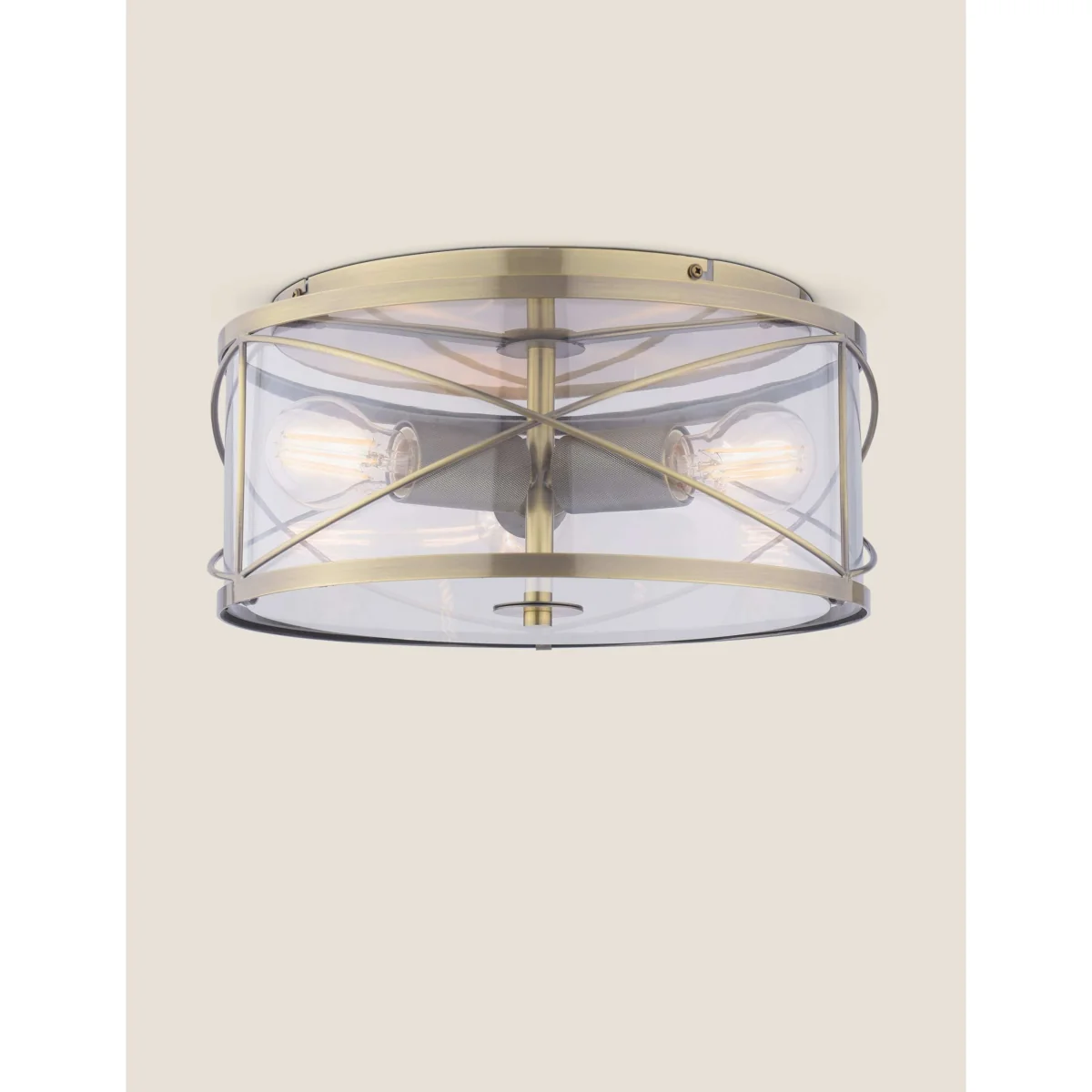 Laura Ashley Beckworth 3 Light Flush Ceiling Light Antique Brass – image 2