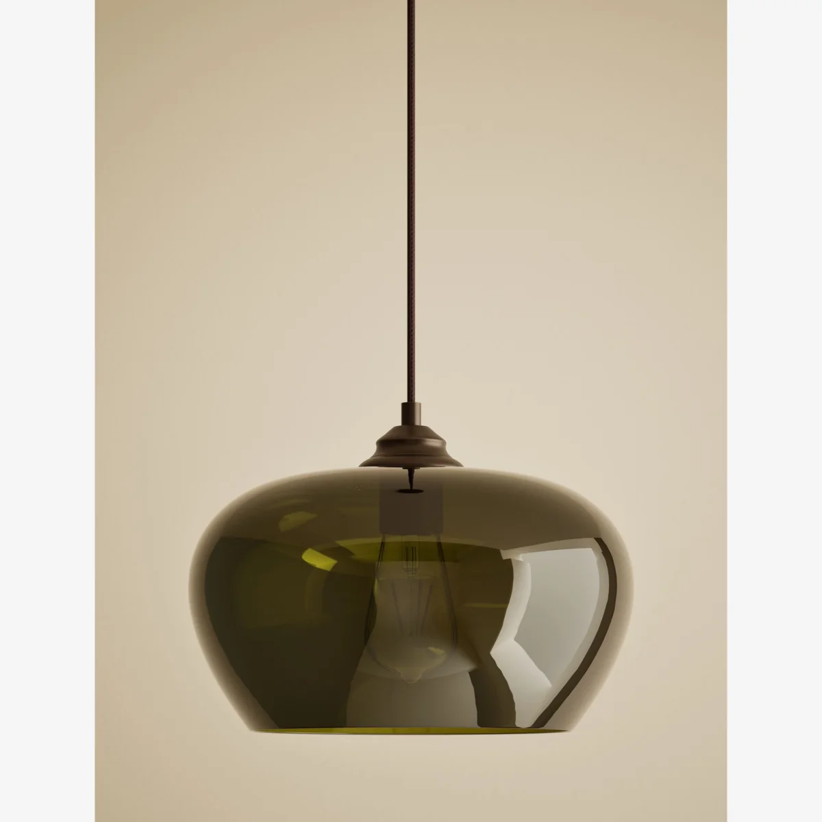 M&S Glass Oval Pendant Ceiling Light Green – image 1