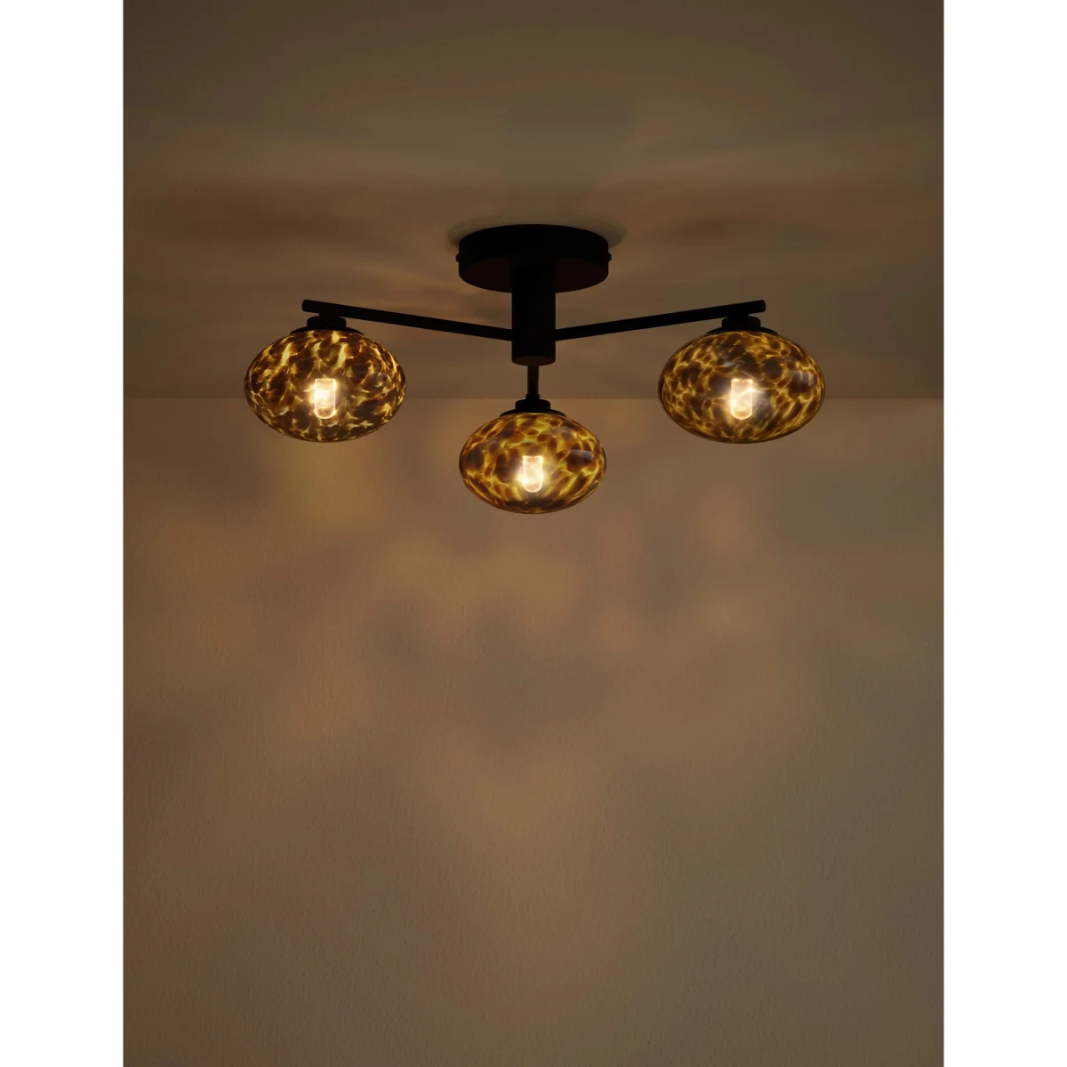 M&S 3 Light Tortoiseshell Flush Ceiling Light Black – image 2