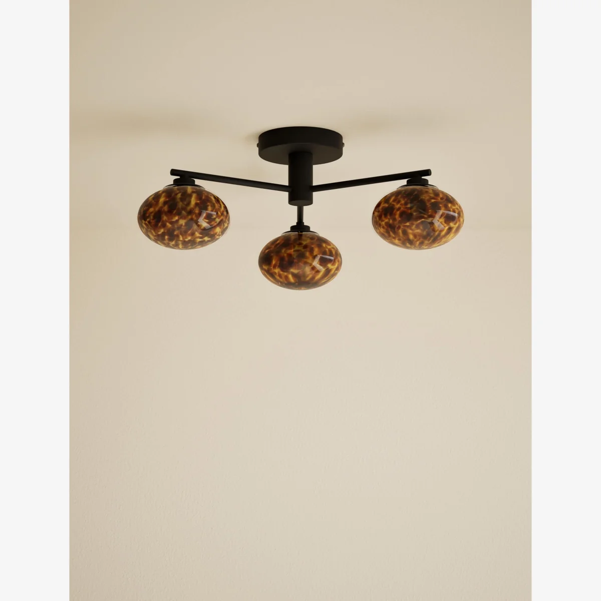 M&S 3 Light Tortoiseshell Flush Ceiling Light Black – image 1