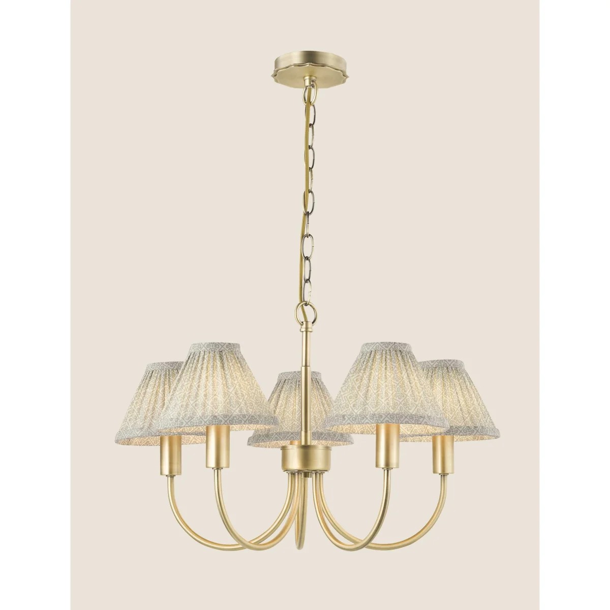 Laura Ashley Willowbrook Metal 5 Arm Pendant Light Antique Brass – image 2