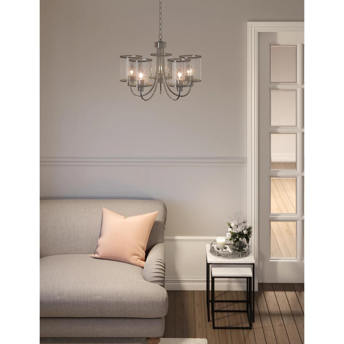 M&S Elizabeth 5 Light Pendant Light - Silver, Silver – image 2