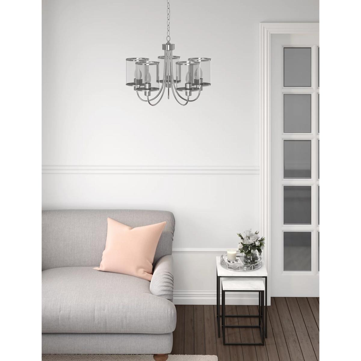 M&S Elizabeth 5 Light Pendant Light - Silver, Silver – image 3