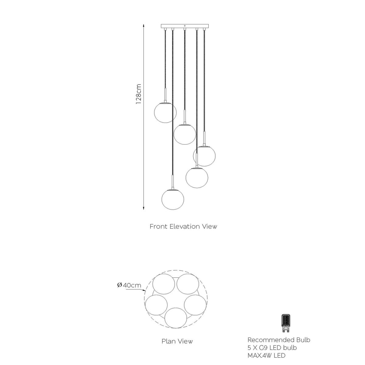 M&S Glass Cluster Ceiling Light - Chrome, Chrome – image 7