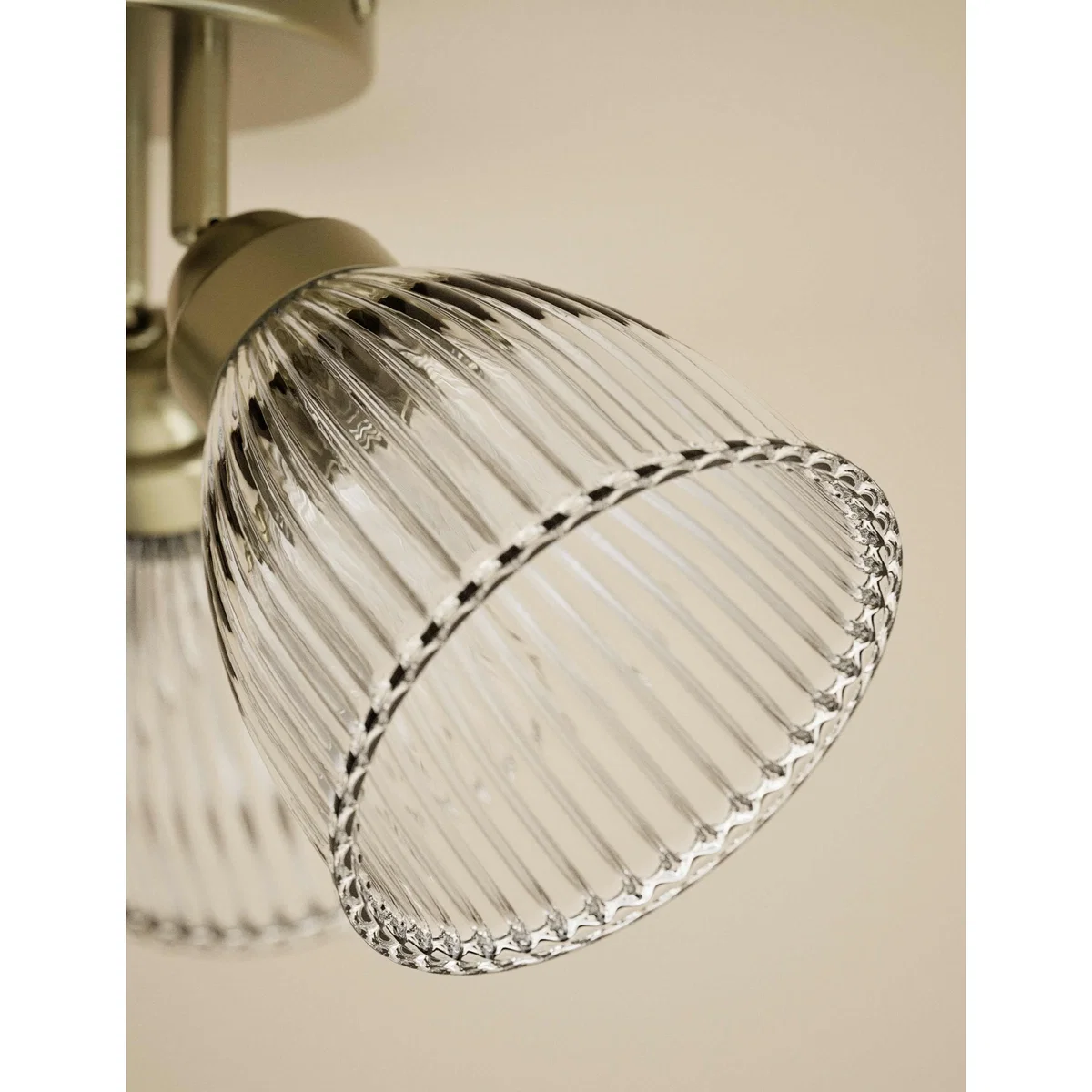 M&S Florence 3 Light Ribbed Flush Ceiling Light Antique Brass – image 3