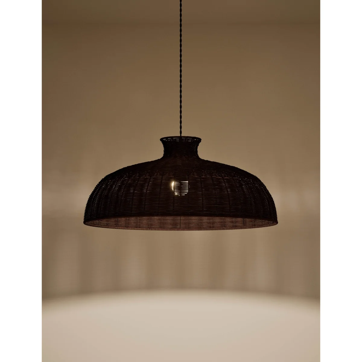 M&S Rattan Extra Large Dome Pendant Light Dark Brown – image 2