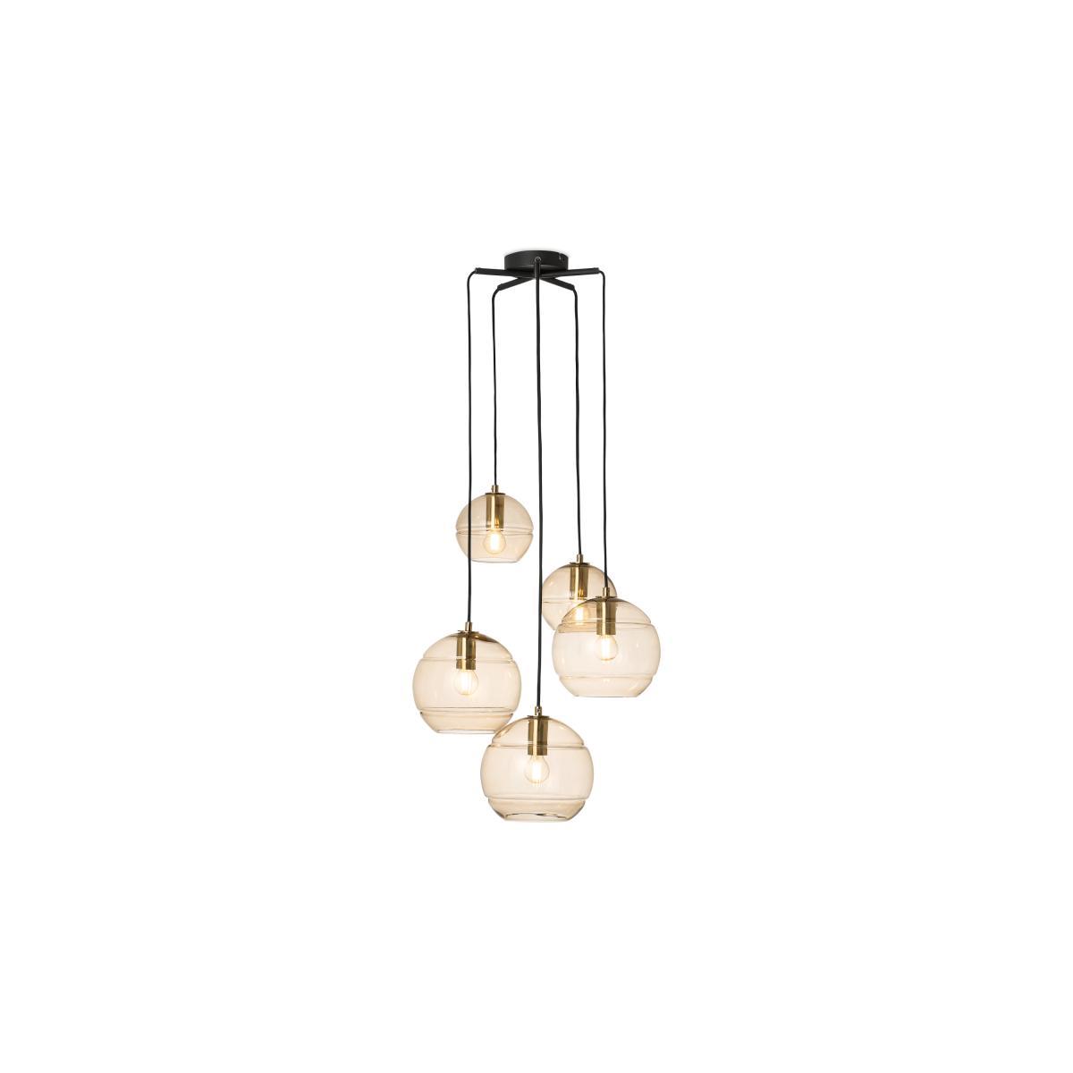 Mika Pendant Chandelier Light, Champagne, Grey & Brass – image 2