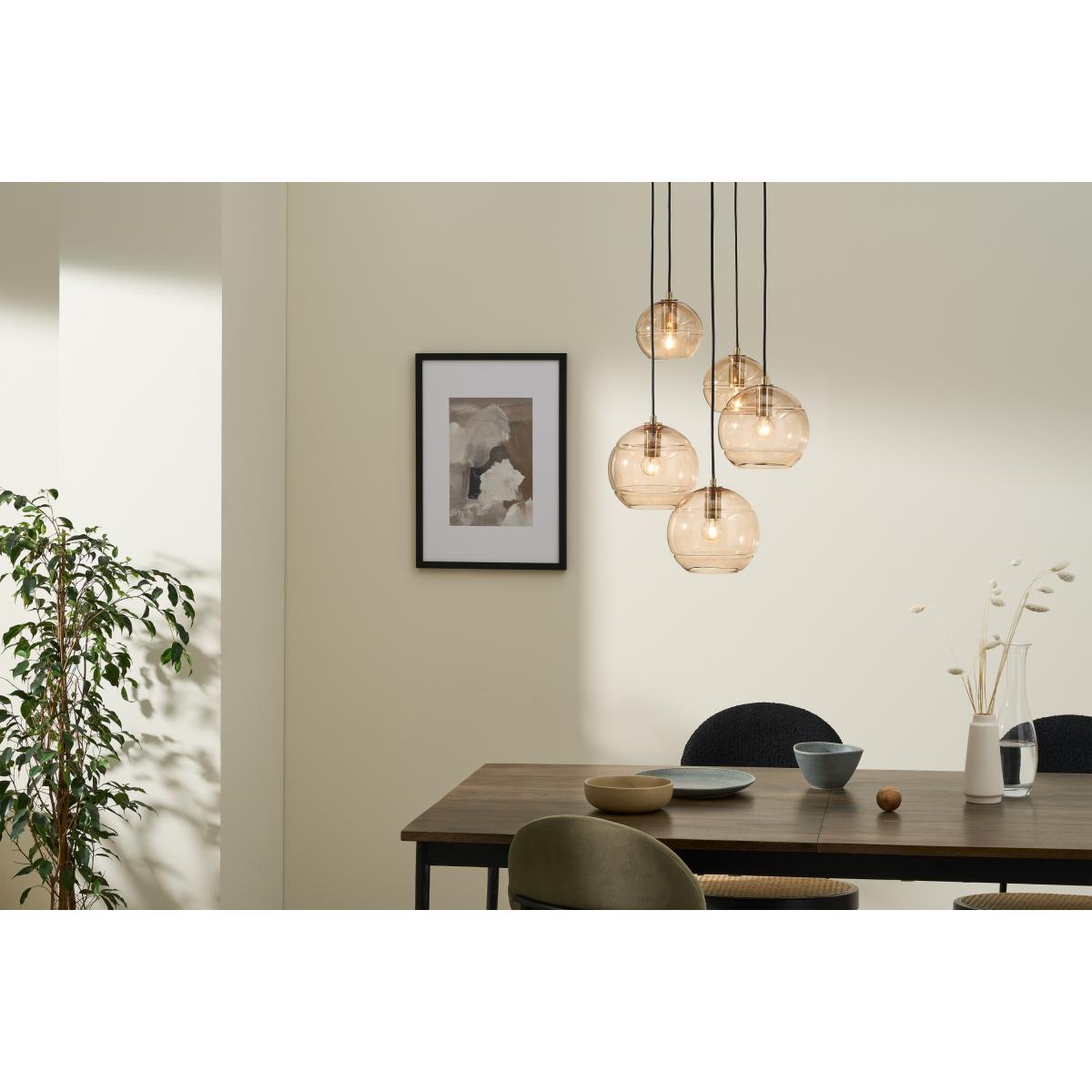 Mika Pendant Chandelier Light, Champagne, Grey & Brass – image 3