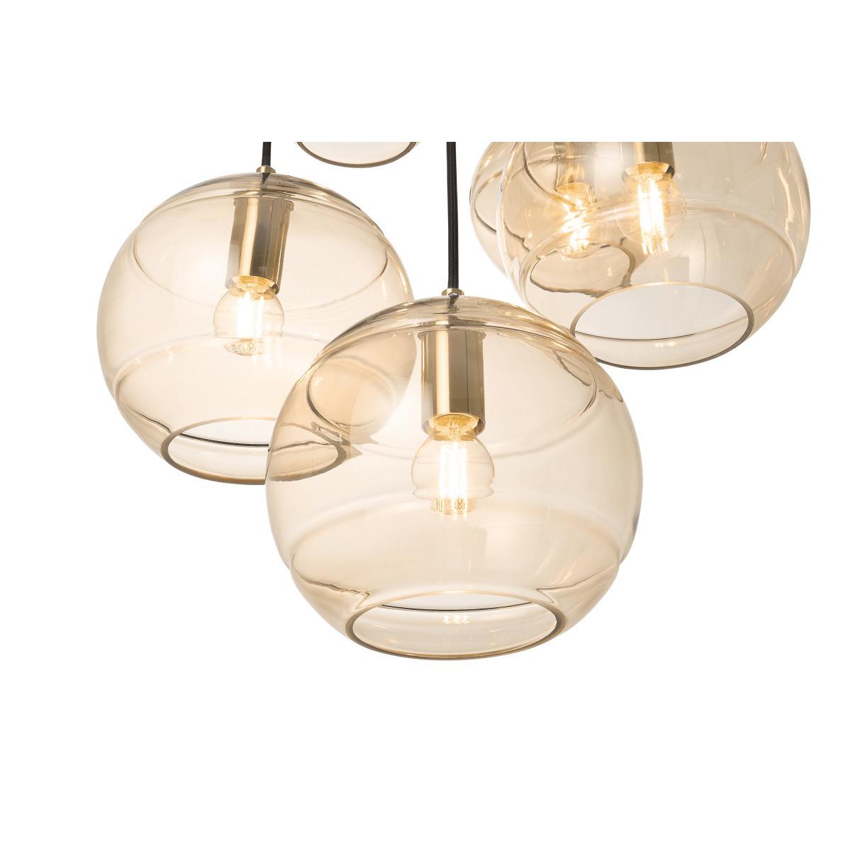 Mika Pendant Chandelier Light, Champagne, Grey & Brass – image 5