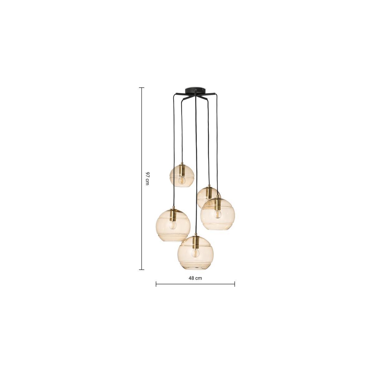 Mika Pendant Chandelier Light, Champagne, Grey & Brass – image 8