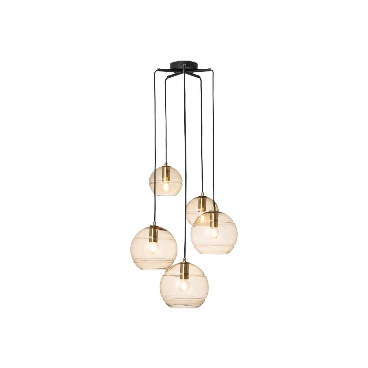 Mika Pendant Chandelier Light, Champagne, Grey & Brass – image 1