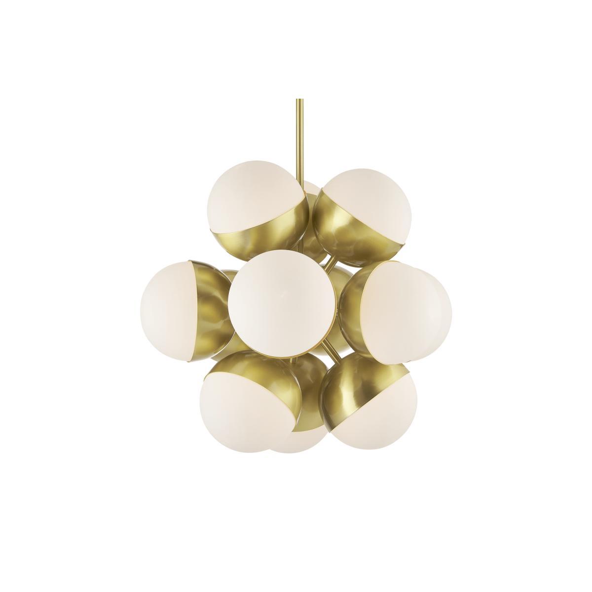 Donna Sputnik Pendant Lamp, Opal Glass & Brass – image 2