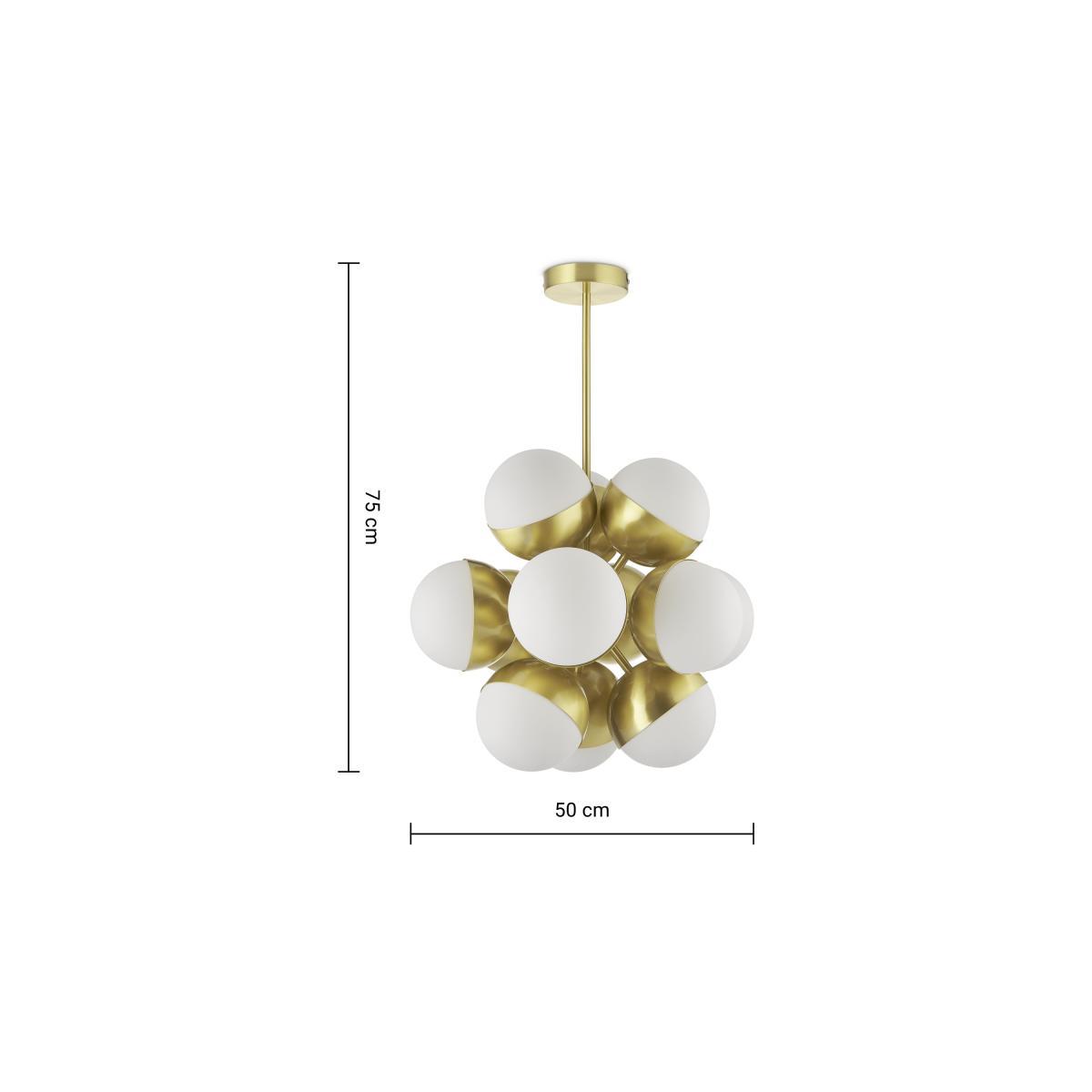 Donna Sputnik Pendant Lamp, Opal Glass & Brass – image 7