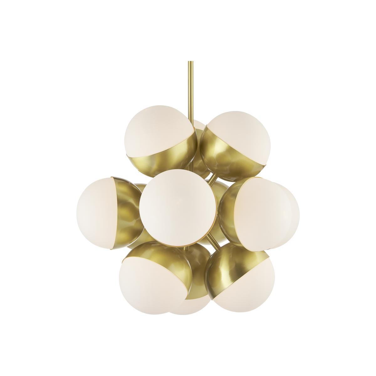 Donna Sputnik Pendant Lamp, Opal Glass & Brass – image 1