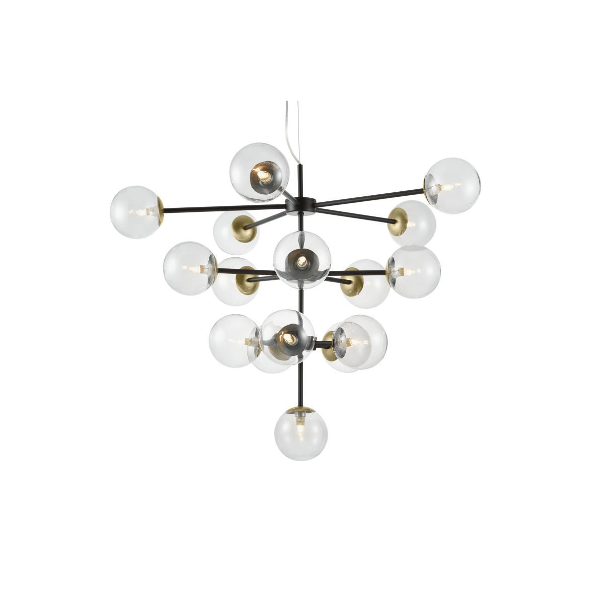 Globe Statement Pendant Chandelier, Extra Large, Black Antique Brass & Light Smoked Glass – image 2